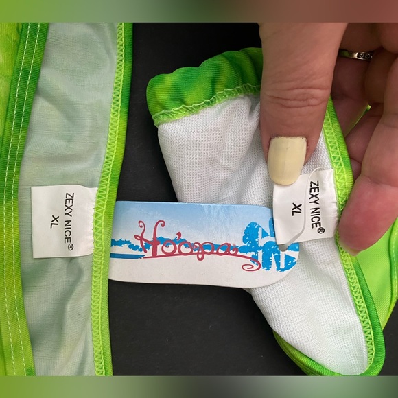 Hoopa Lime Green Tie-Dye Triangle Bikini Size XL - Picture 10 of 15